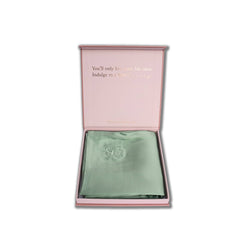Silk Closet pistachio green silk pillowcase for smooth skin and healthy hair. In box