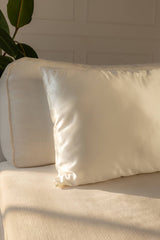 Silk Closet whitehaven bliss silk pillowcase for beauty sleep on couch.