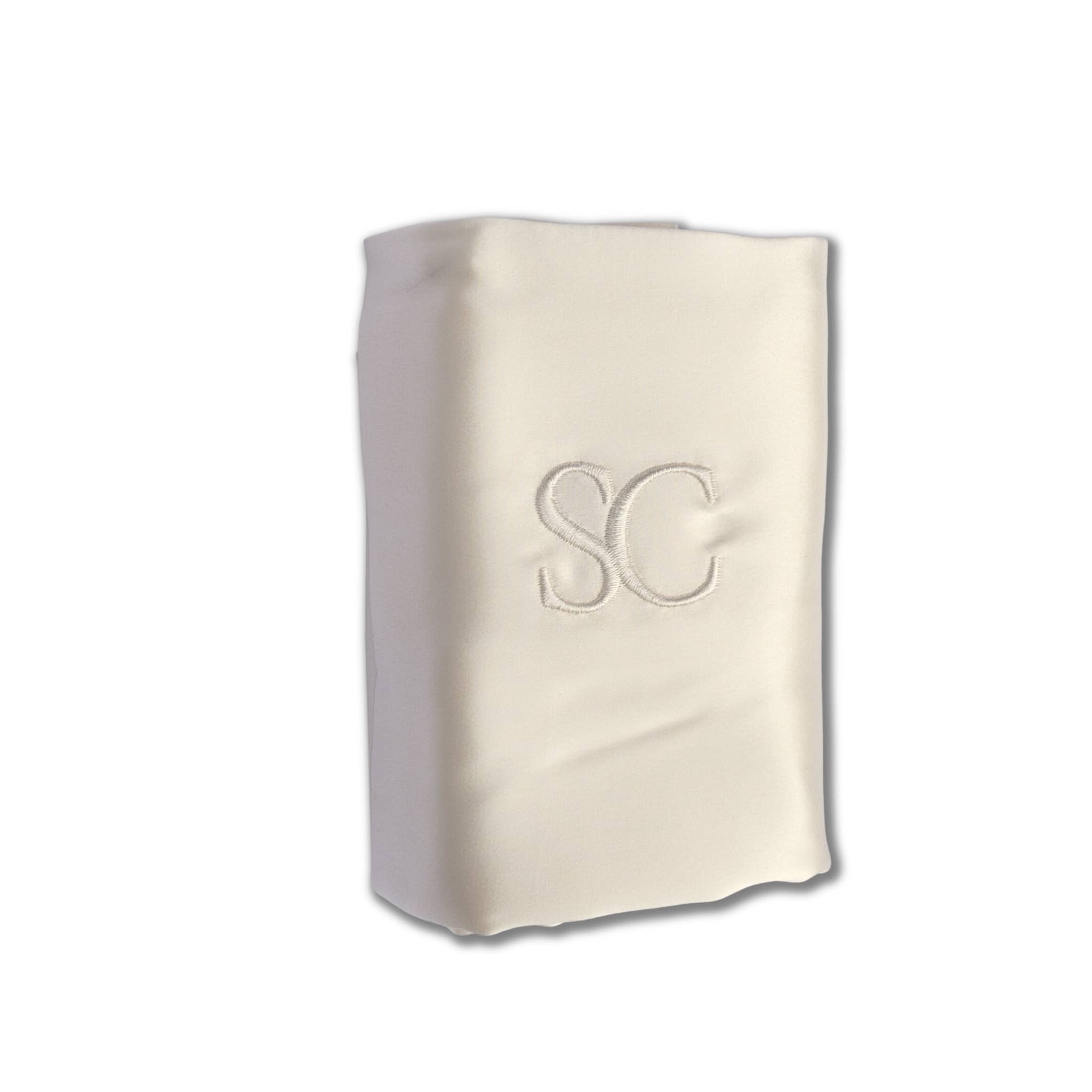 Silk Closet ivory silk pillowcase folded.