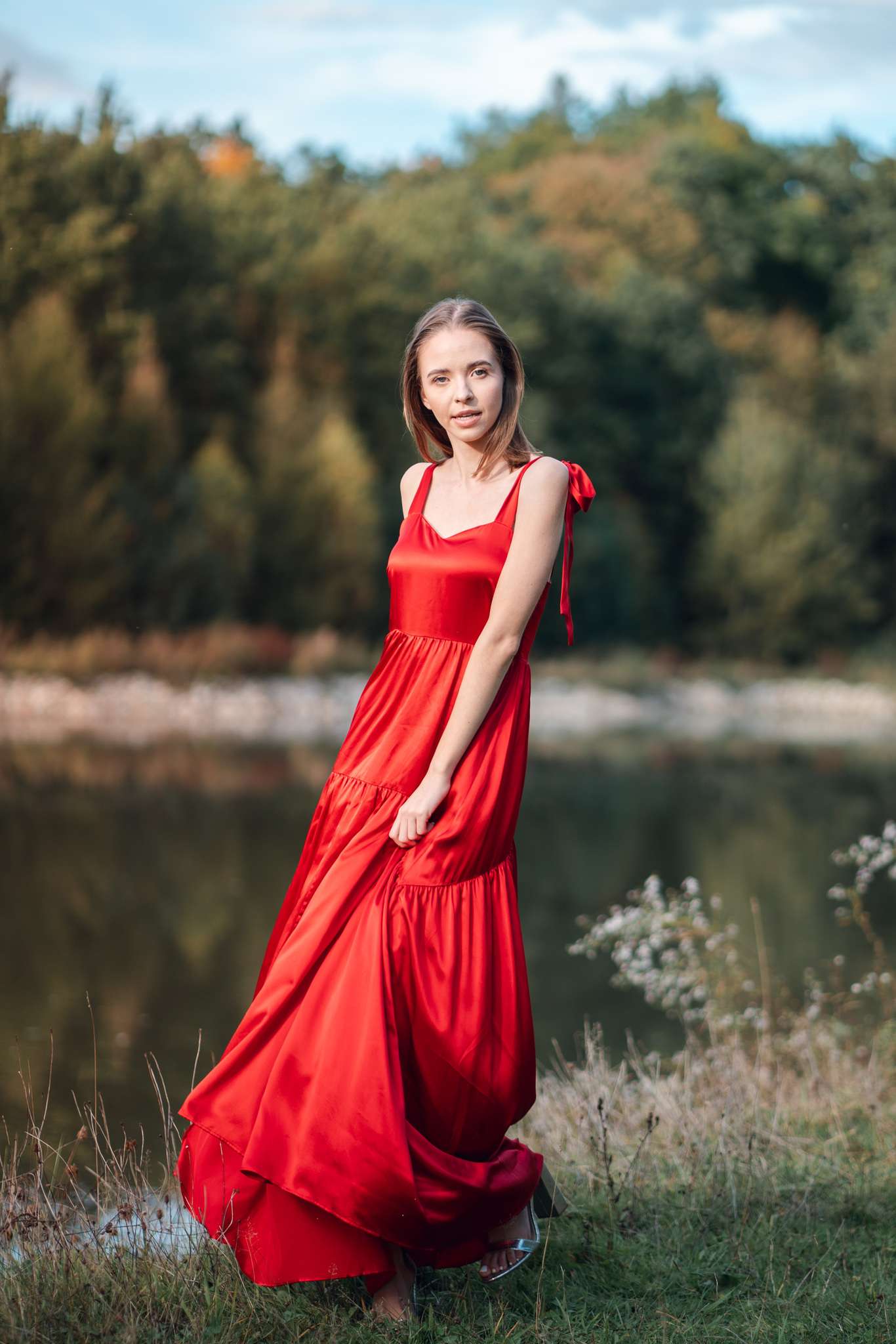 red silk dress Scarlet Rose Red Silk Maxi Dress