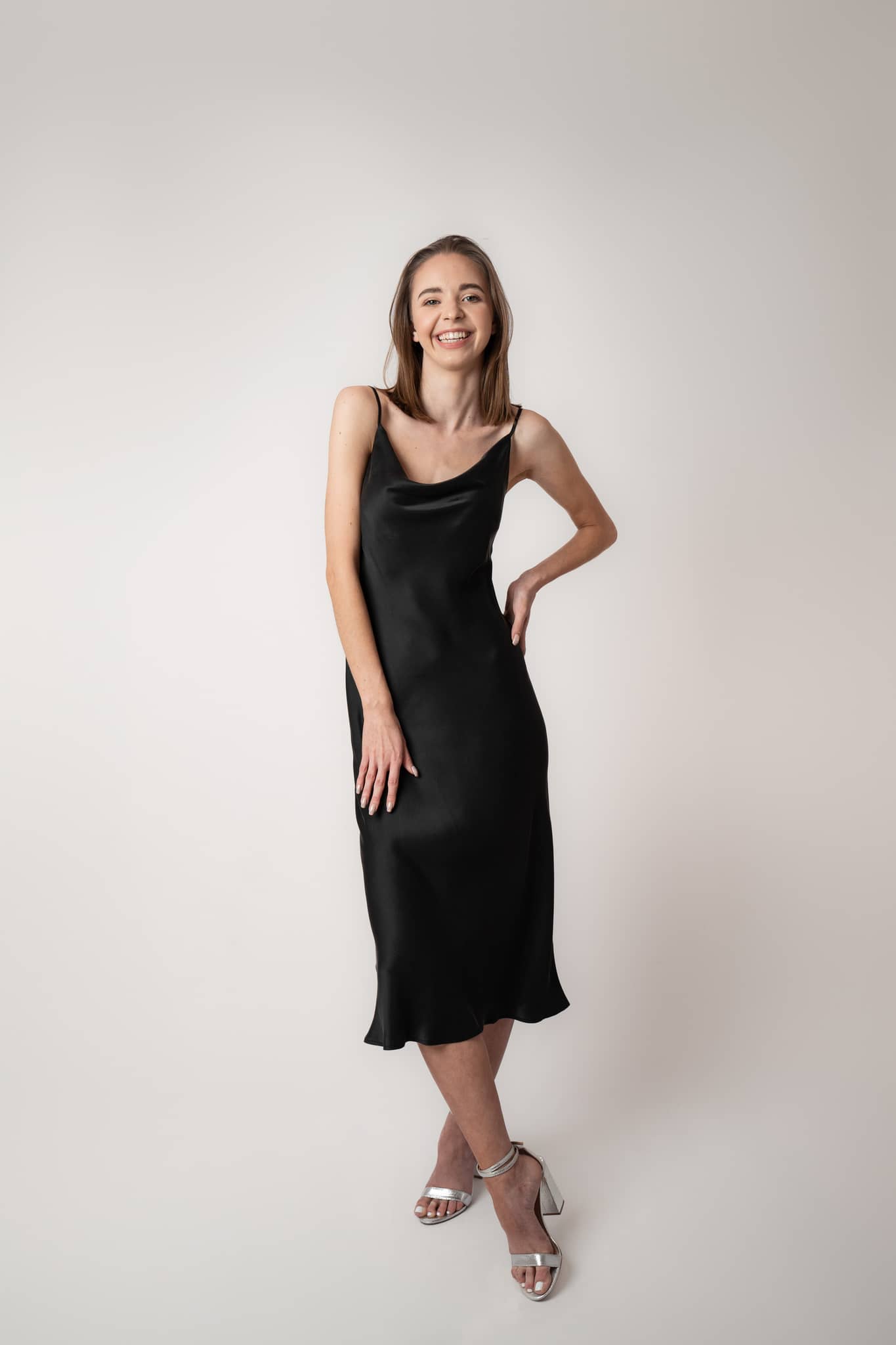 Black Silk Cowl Neck Midi Dress | Buy Women's Stylish Evening Outfit Silk Closet Black Silk Cowl Neck Midi Dress | Buy Women's Stylish Evening Outfit Silk Closet