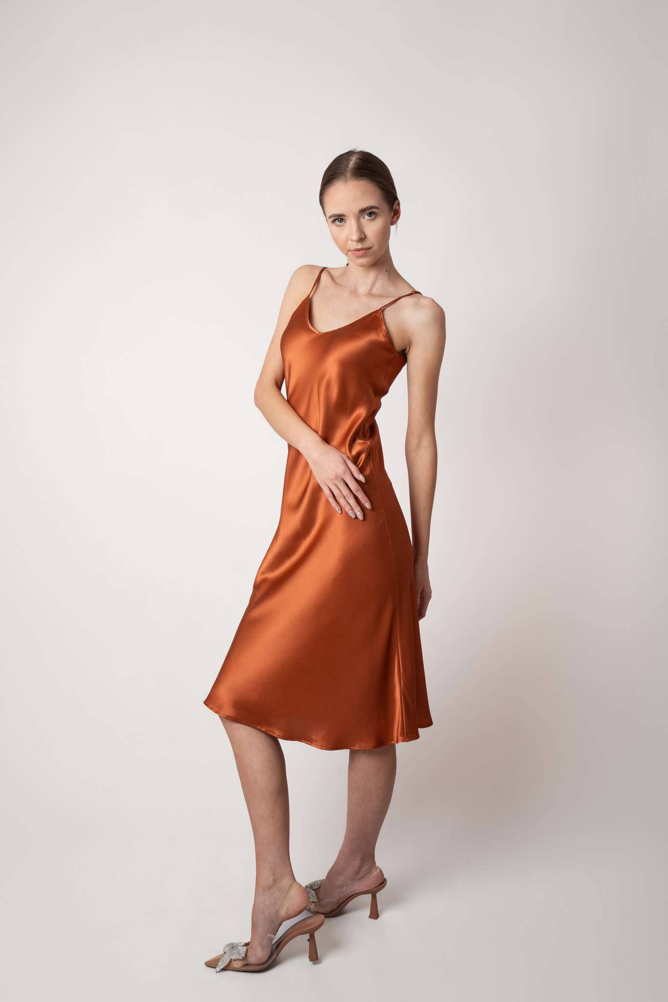 Midi Slip Burnt Orange Satin Slip Dress Tuscan Orange Silk Slip Dress Midi Slip Burnt Orange Satin Slip Dress Tuscan Orange Silk Slip Dress