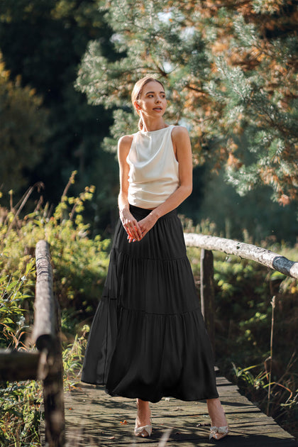 Rose Silk Maxi Skirt